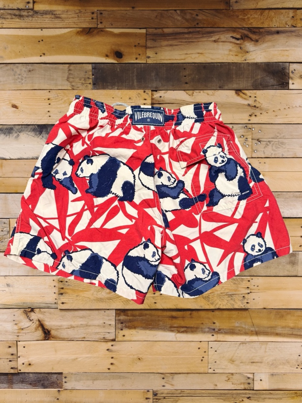 Vilebrequin Moorea Panda Print Swim Shorts Trunks Red White Boys Size Small - Picture 2 of 6